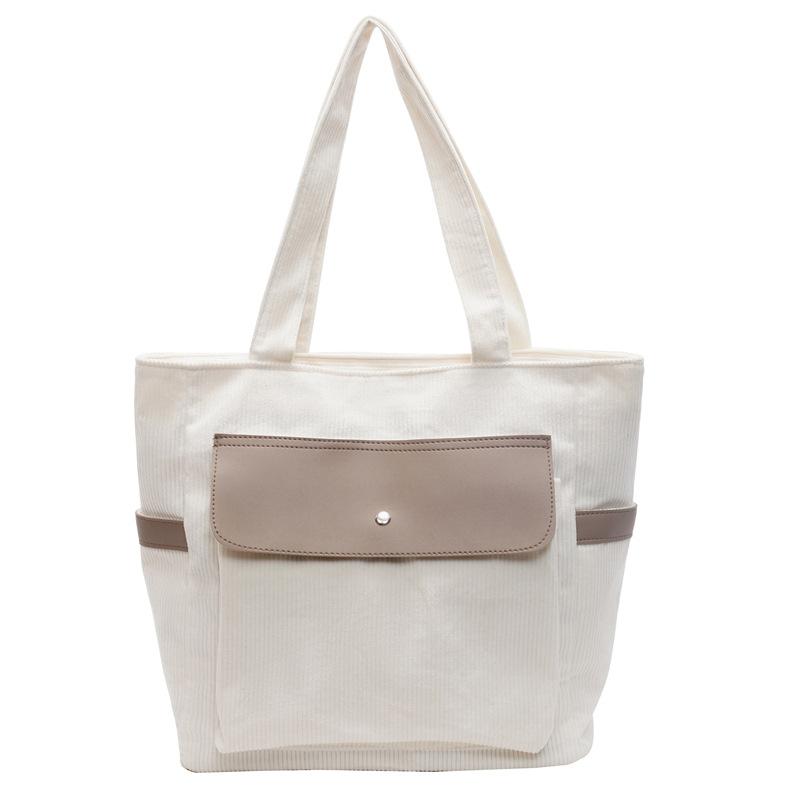 Large capacity retro shoulder bag women's strip velvet messenger bag female student simple literary corduroy bag women's tote bag