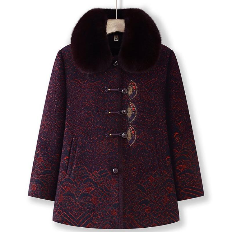 Winter thickened clothes Winter woolen jacket Fleece old lady mink fleece coat