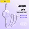 PISEN 3-in-1 Retractable Fast Charging Cable for Apple & Huawei