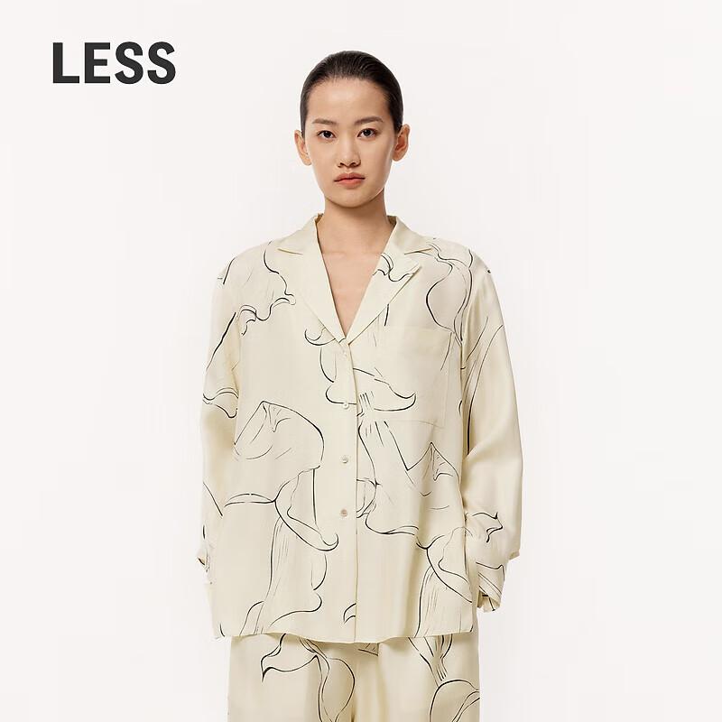 LESS 2024 Spring Mulberry Silk Lapel Cardigan Shirt S