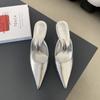 New Fashion Mules Women Slippers Summer Pointed Toe Thin High Heels Shoes Concise Casual Vacation Female Sandals