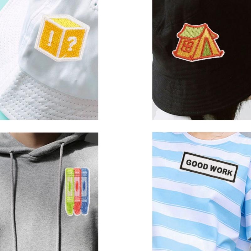 8 Pcs Good Work Embroidered Patches Camera Iron On Patches Repair Patches Tennis Racket Sewing Patches for Clothes Bag