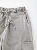 IKALOOK Pigment Washed Elastic Waist Cargo Pants Dpt105