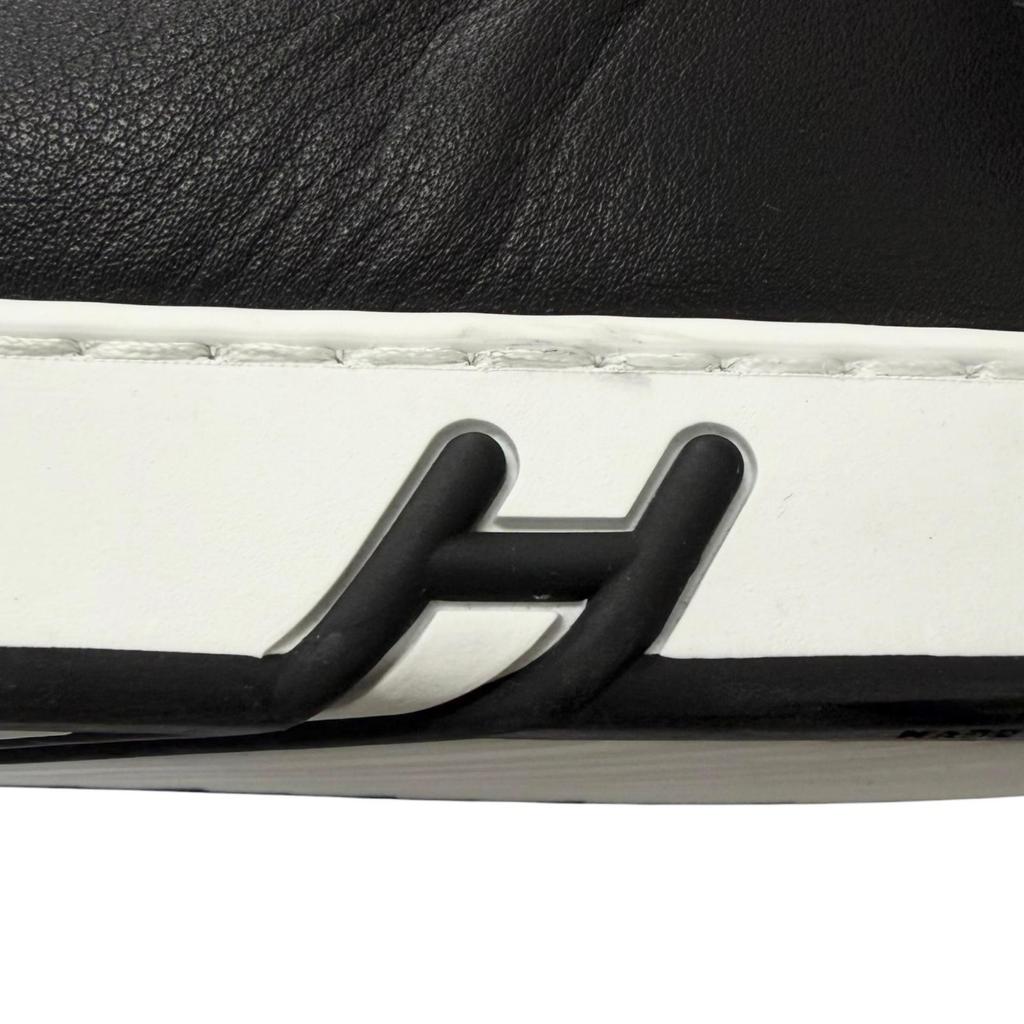 Great HERMES Low cut sneakers Kid H logo black leather mens 42 Used