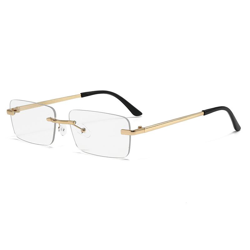 Fashionable Square Rimless Sunglasses Minimalist Trendy Street Style Shades Outdoor Sports and Travel UV-Protective Eyewear
