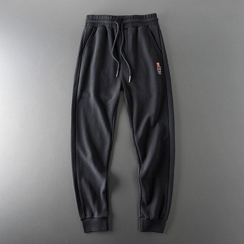 American Style High Street Men s Draping Waffle Pants for Spring and Autumn Iron Gray L