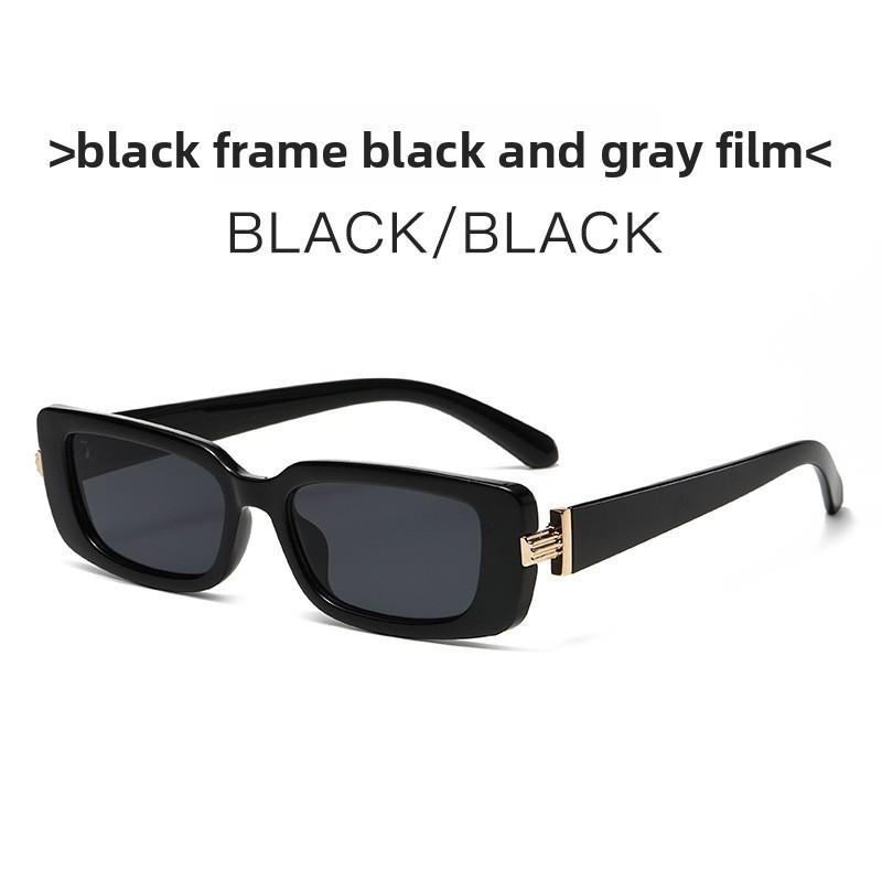 Elegant Square Sunglasses With Uv400 Coating And Pc Frame For Travel And Fashion Events BlackFrameBlackGrayLenses