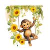 Yousheng Wall Stickers, Monkey On The Swing Shape, Self-Adhesive Waterproof Wall Decals, Easy Repositioning Window Clings for Kids