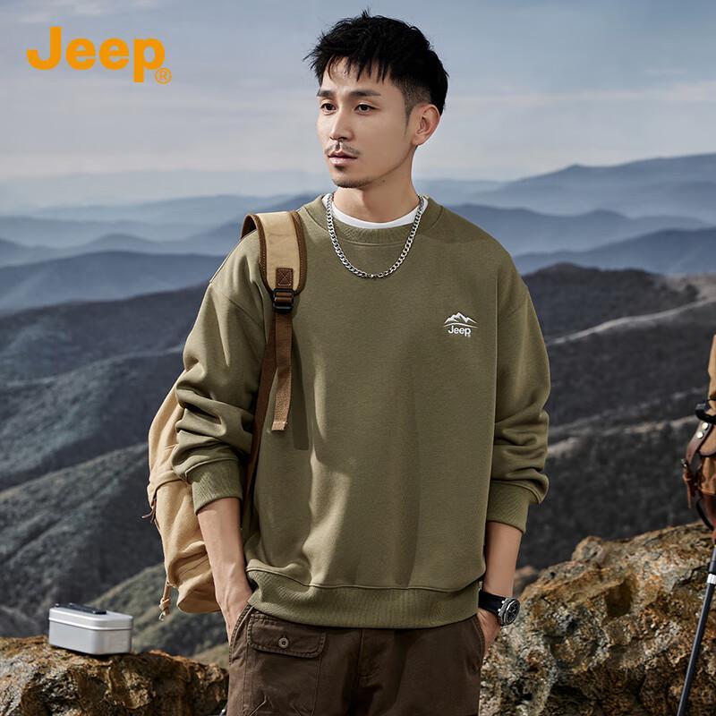 JEEP Men's Casual Loose Fit Round Neck Sweatshirt