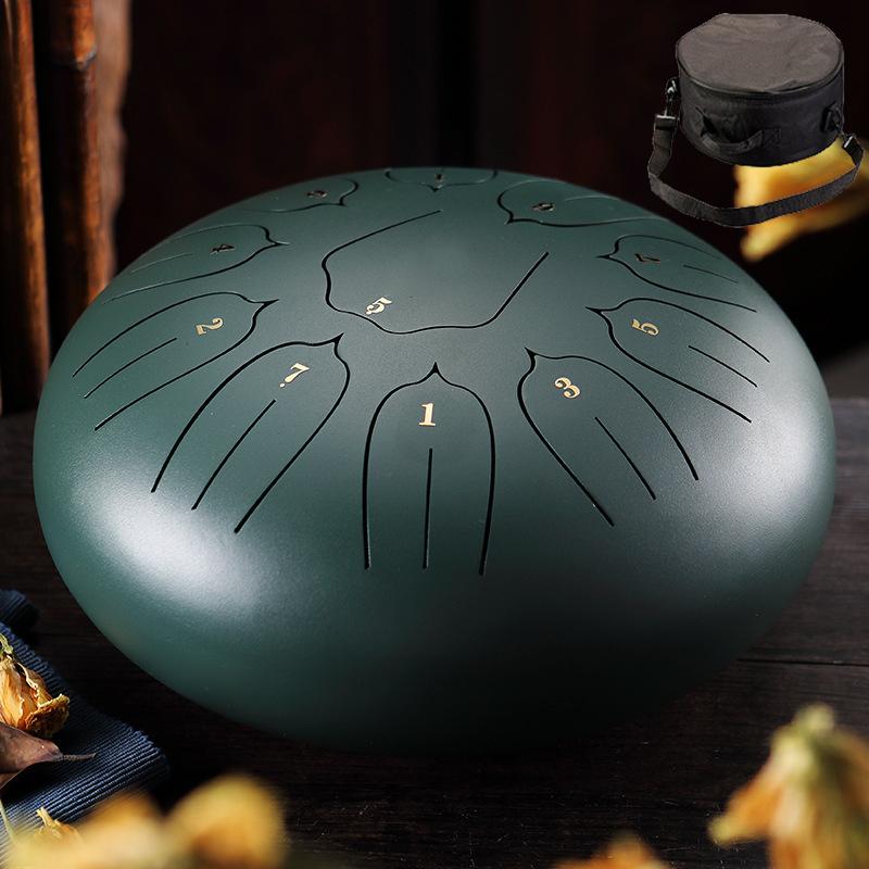 Hluru 10 Inch 11 Notes Glucophone Steel Tongue Drum D Tones Music Drum Ethereal Drum Percussion Instrument 11 Notes Steel Drum