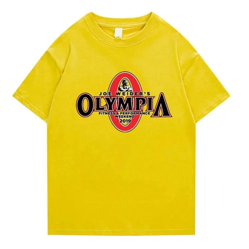 2023 Summer New OLYMPIA Men Gyms 100% Cotton T Shirt Men Causal O-neck Basic T-shirts Male High Quality Classical Tops Clothing