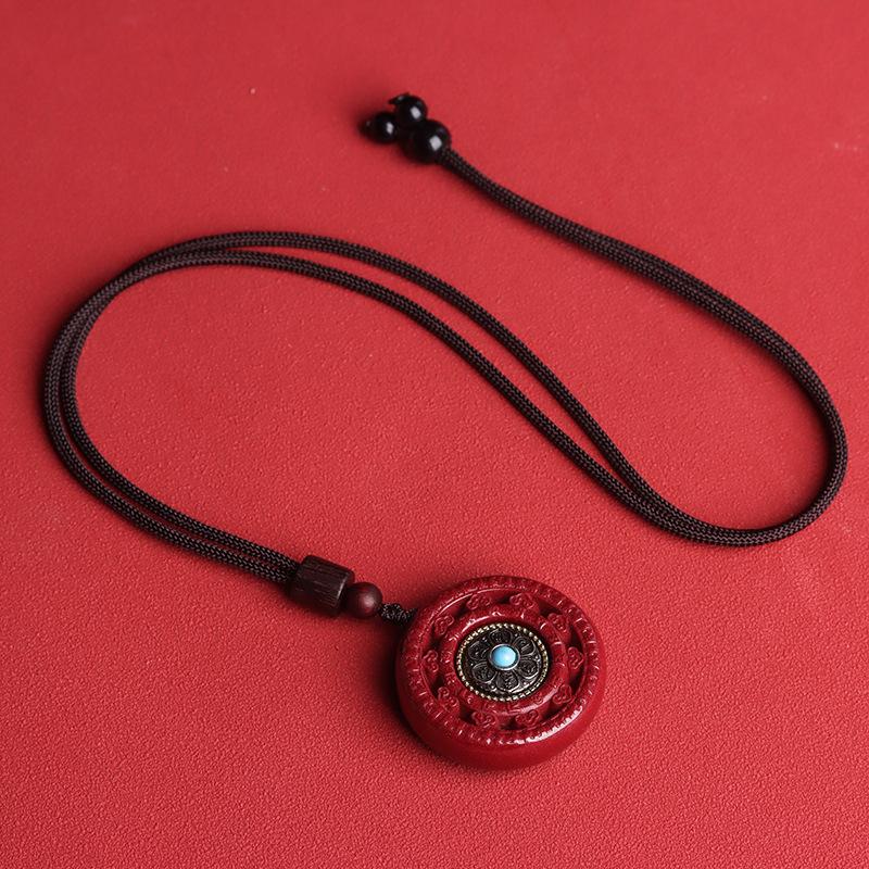 Natural purple gold sand cinnabar pendant necklace for men and women, six-character mantra rotating prayer bead pendant, auspicious amulet for peace High-content purple gold