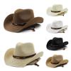Adjustable Hat Cowboy Straw Hats Outdoors Beach Sunhat Large Brim Riding Horse