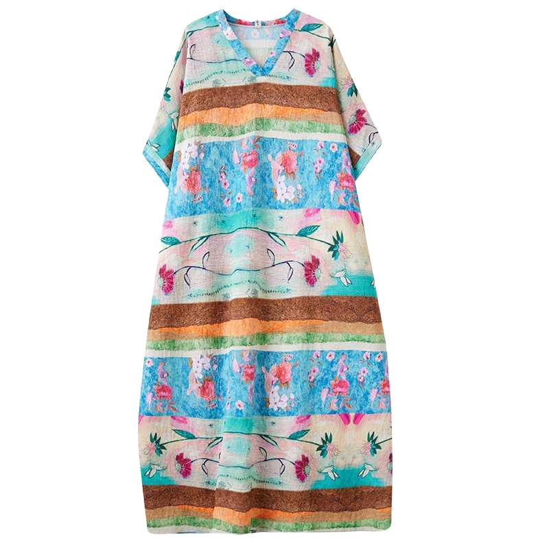 Letní dlouhé šaty s výstřihem do V