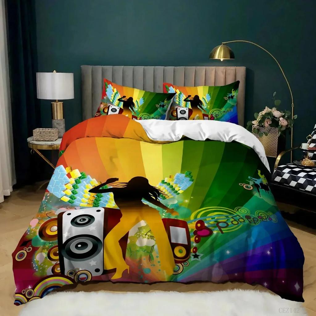 Rainbow Pride Bedding Set Rainbow Flags Duvet Cover Set Rainbow Stripe Design 3D Soft Microfiber Bedding QueenKing Size