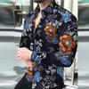 Poutavá pánská košile Jemné zpracování Polyester Dlouhý rukáv Květinový vzor Pánská košile Top pro denní nošení