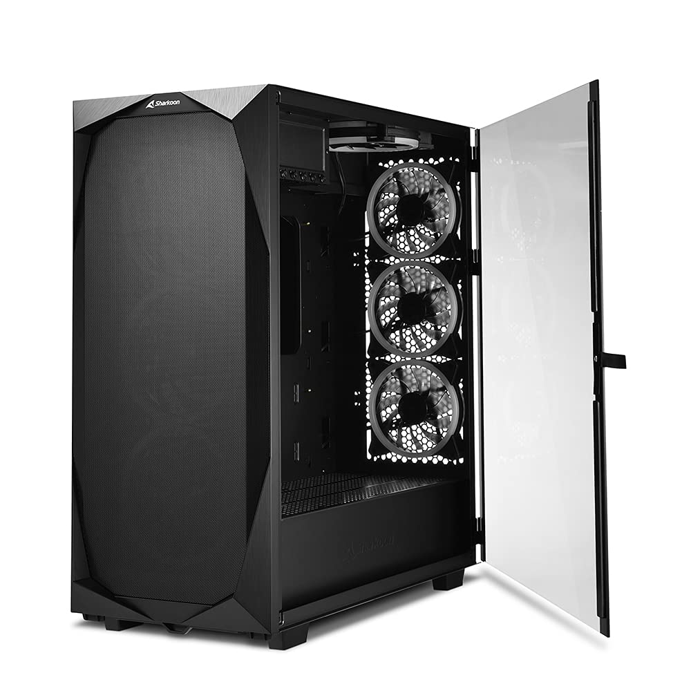 Sharkoon ATX Gaming PC Case REV300 Equipped with 7 ARGB Fans Compatible with ATXE-ATXMicro-ATXMini-ITX Motherboard Tempered Glass USB Type