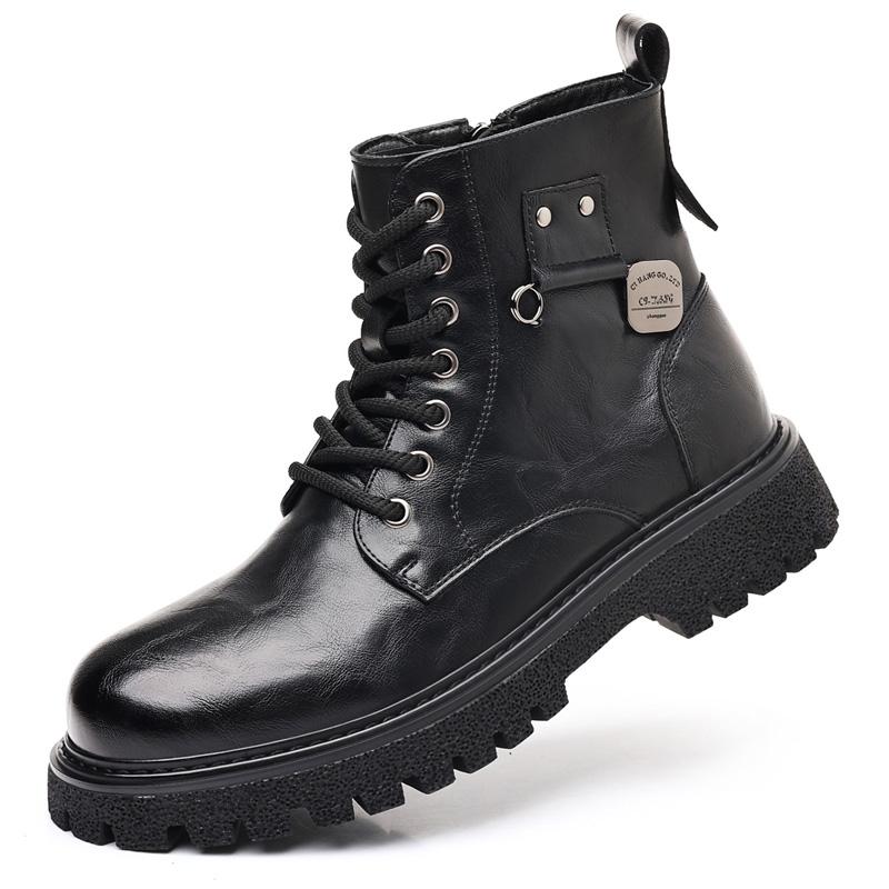 Fashion Casual Thick Soled Men's Boots Classic British Design Style Daily Office Outdoor Street Motorcycle Brown Genuine Leather Shoes