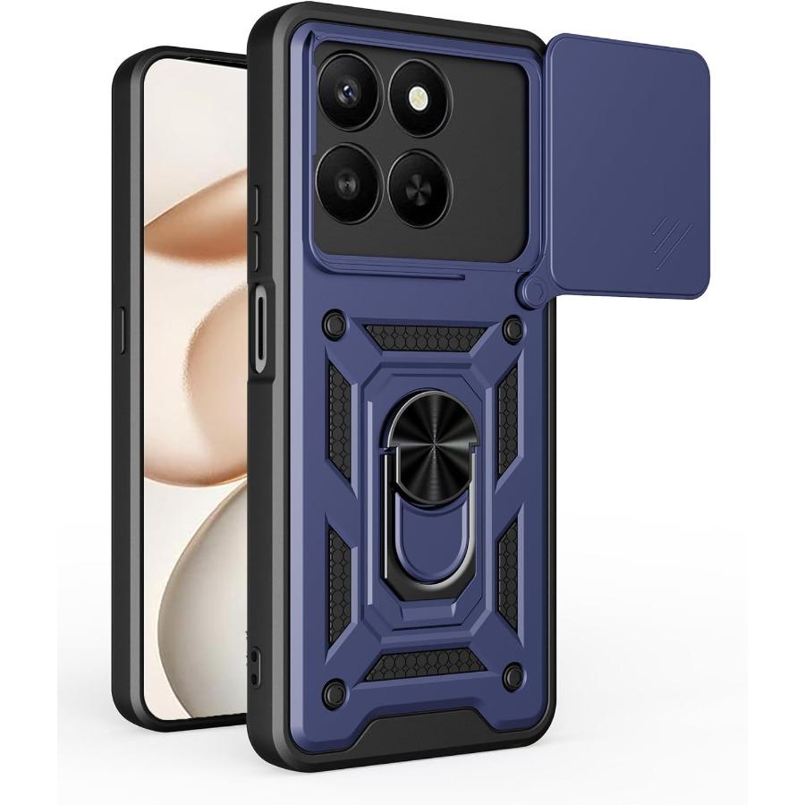 Armor Case For Honor 600 Lite 400 Pro 200 Lite X8D X9D X7D X8C X7C X6D x8b x7c x5c Protective Case with Sliding Camera Cover Ring Shockproof Case