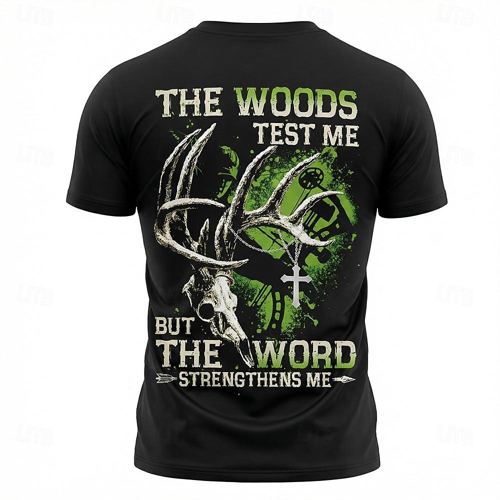 Men s Cross Christian Hunting T Shirt Short Sleeve T shirt 3D Print Crew Neck Shirt Sports Religious Casual Street XL
