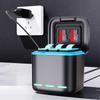 3-Channel Battery Charger with Type C Cable Storage Charging Box 2 SD Slot Batteries Storage Case for GoPro Go Pro Hero 8 7 6 5