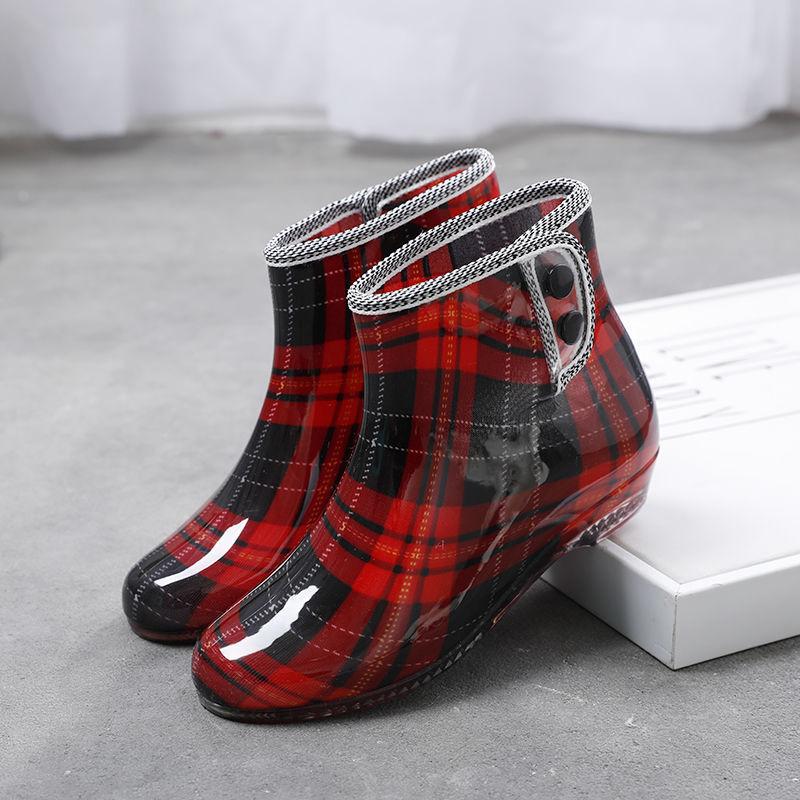 Zonnig en regenachtig Twee-kleding mode regenlaarzen dames korte regenlaarzen volwassenen antislip waterschoenen dames keuken rubberen schoenen plus fluweel