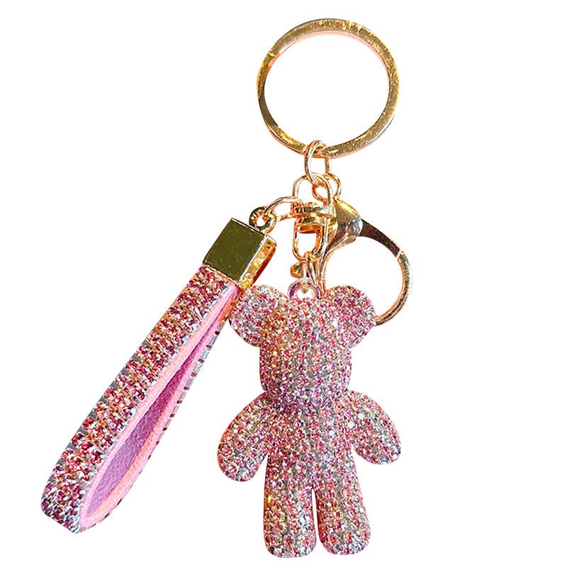 High-End Diamond-Encrusted Violent Bear Keychain, Fashionable Light Luxury Girls' Car Key Chain Pendant, Exquisite Bear Keychain.