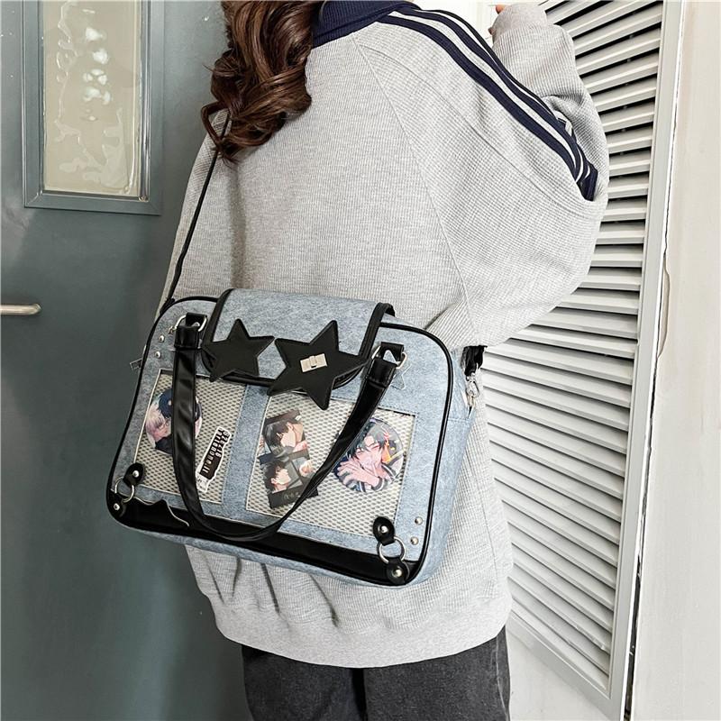 Y2K Star Itabag Lolita Transparent Pocket Crossbody Bag Women DIY Display Shoulder Handbag