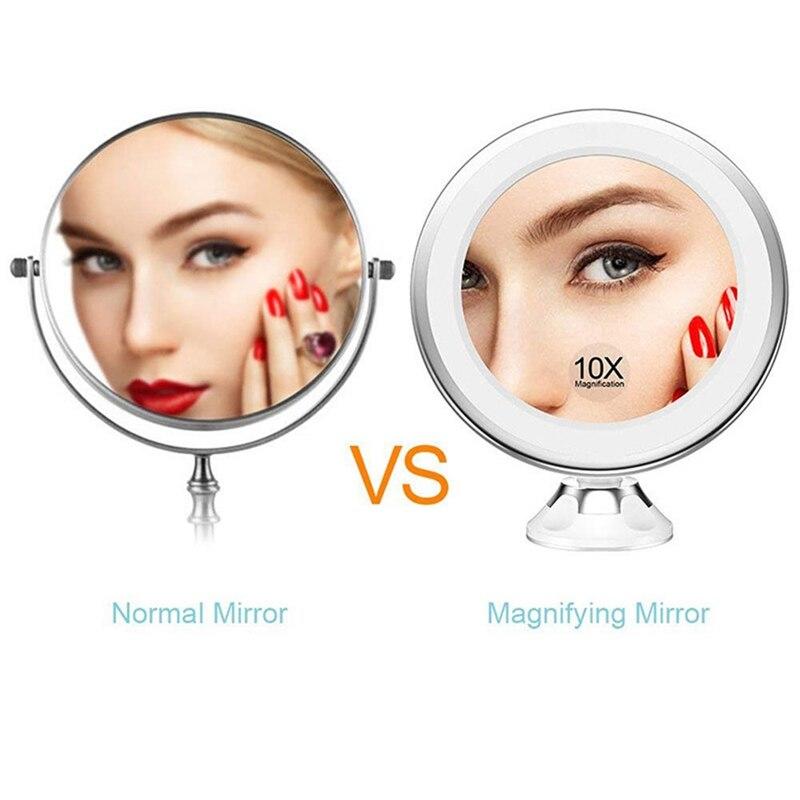 10x Portable Makeup Mirror with Suction LED Light 360° Rotating Magnifying Glass Home Office Glass | Bath Mirrors