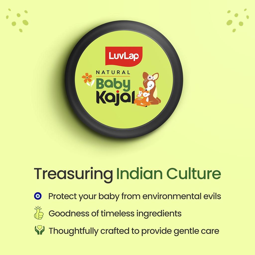 LuvLap 100% Natural Baby Kajal With Pure Cow Ghee And Cocoa Butter For Gentle Eye Nourishment And Safe Daily Application