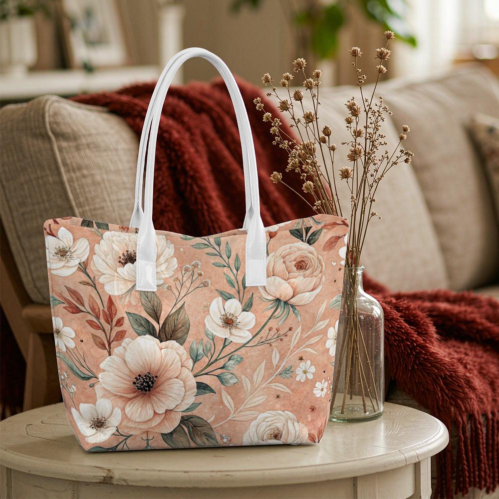 Floral Print Tote Bag Large Capacity Shoulder Bag for Daily Use Shopping Travel Cute Fashion Handbag for Women