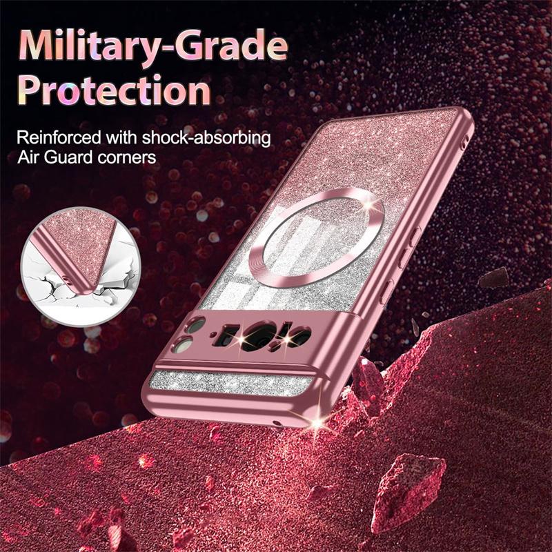 Stylish Glitter Magsafe Case For Google 9 Pro XL Case Gradient Plating Soft Slim Cases For Google Pixel 9 XL 8A 8 Cover