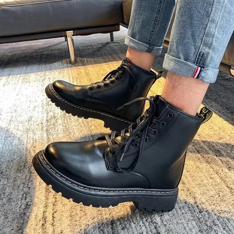 Fashion Male Shoes Black Warm With Fur Winter Men's Boots Designer Offer Comfortable In Promotion Non Slip Footwear Low Price Cheap Y2k