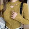 Maglione Girocollo Lavorato a Maglia Moda Slim Fit Top per Donne