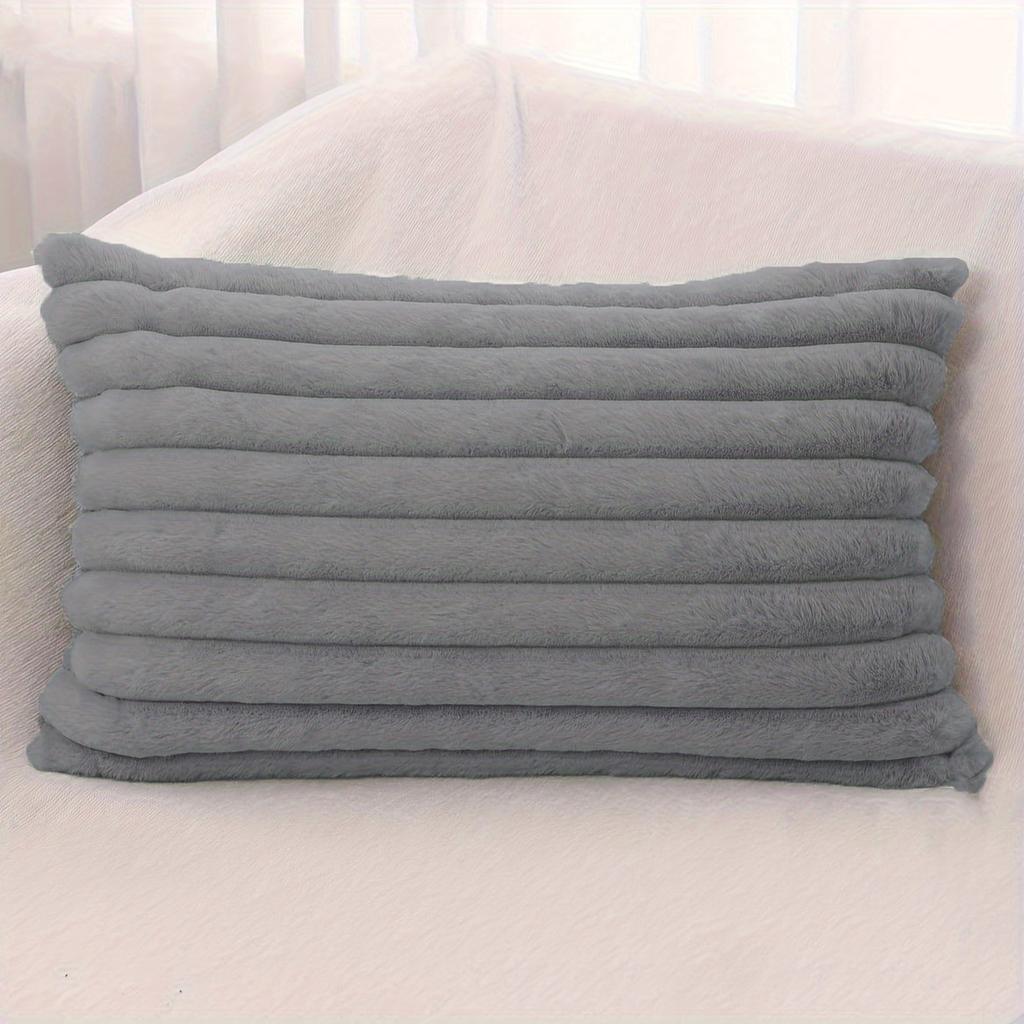 1 Stück doppelseitige dekorative Kissenbezüge aus Plüsch, gestreifte weiche Kissenbezüge für Sofa, Couch, Schlafzimmer, Heimdekoration, ohne Kissenkern