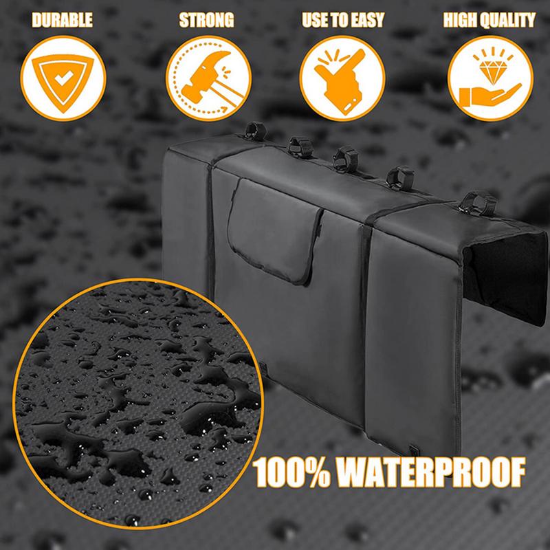 Tailgate Bike Pads Waterproof Tailgate Truck Protection Pad with Secure Bike Frame Straps 2 Tool Pockets Load up to 5 Bicycles