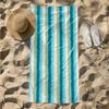 1pc Blue and Beige Textured Stripes Pattern 2D Printed Microfiber Beach Towel, Quick Dry Super Absorbent. Great for Beach, Pool