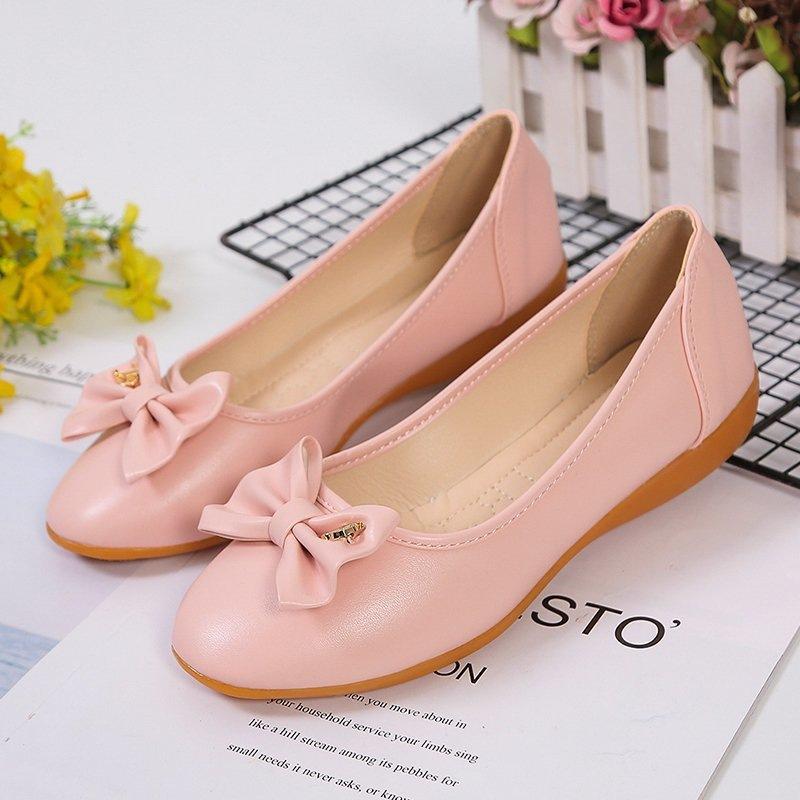 Doudou Shoes Women's 2025 New Shallow Bow Flat Bottom Fashionable and Comfortable Soft Sole Sandals Round Head Versatile Single Shoes Women