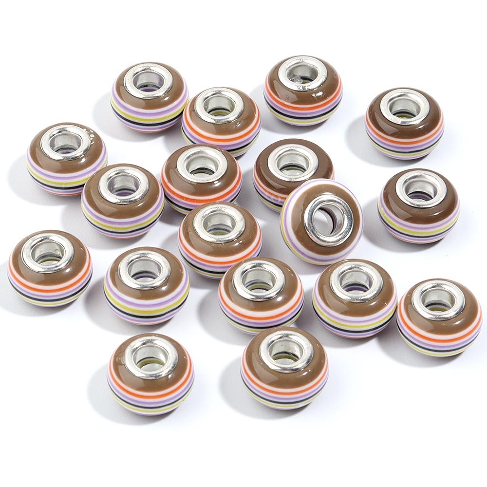 

20Pcs/Lot Resin Large Hole Beads Rainbow Color Stripe Spacer Bead for DIY Original Bracelet Bangle Jewelry Making Accessories