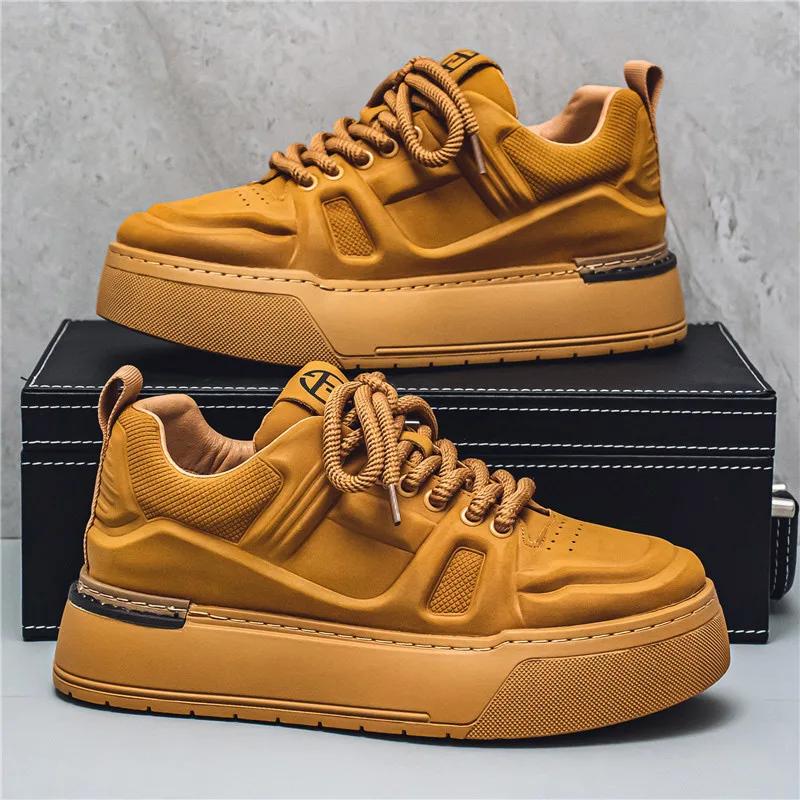 Sneaker Casual Herren Designer Weiße Board Schuhe Mode Mikrofaser Leder Stoff Obermaterial Höhe Erhöht Flache Plattform Sportschuhe