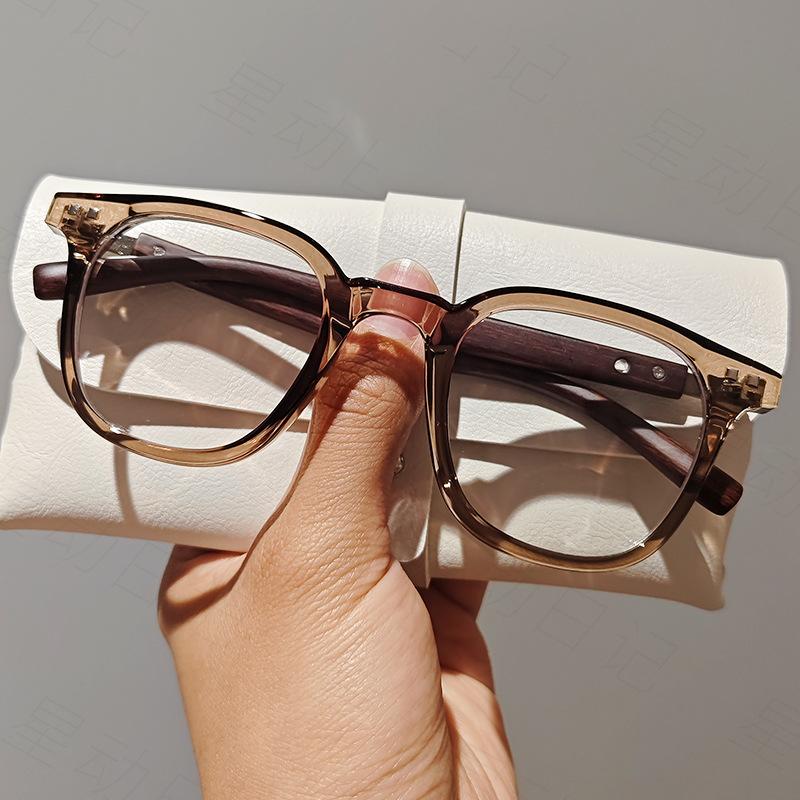 

Большая оправа с текстурой ретро-дерева, сверхлегкая и тонкая, анти-синее излучение, женские очки для близорукости, черная оправа может сочетаться с простым лицом TR90 anti-blue light