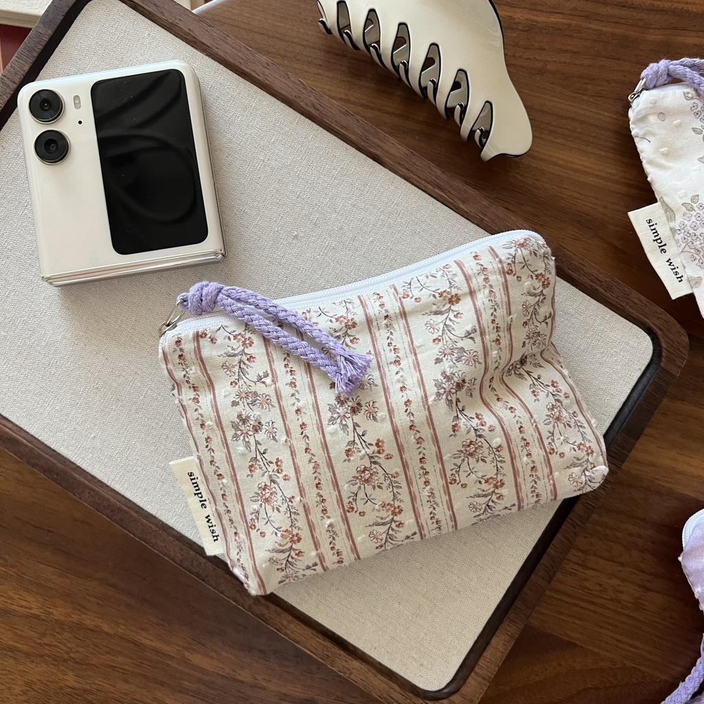 Süße Damen Make-up Mini Tasche Koreanisch Floral Tragbare Münzbörse Kleine Tasche Handtasche Kawaii Weibliche Kosmetik Aufbewahrung Reißverschlusstasche
