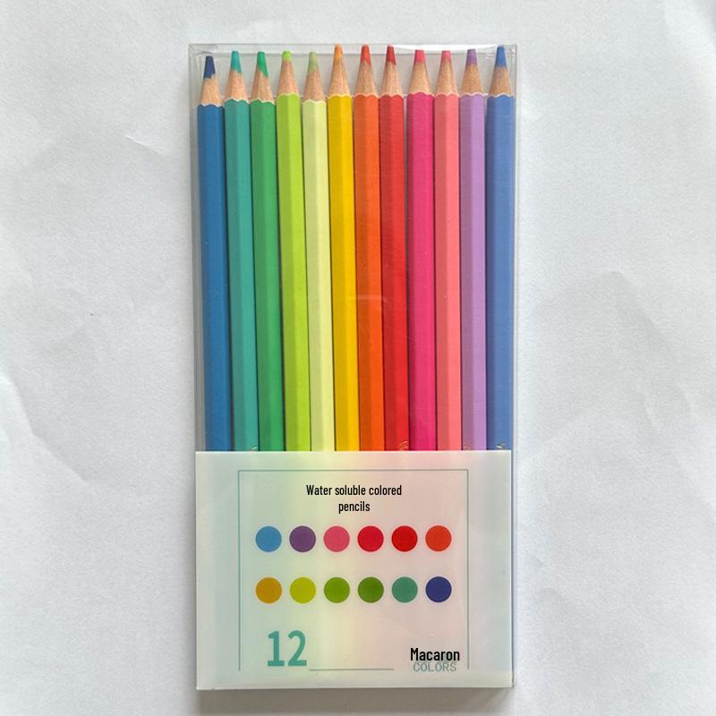 

Набор цветных карандашей, растворимых в воде - 12 цветов в жестяной коробке для студенческого искусства и рисования Water-soluble