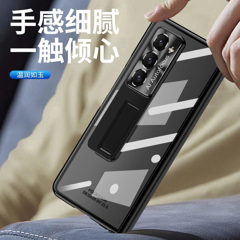 Galaxy Z Fold5 Protective Case With Magnetic Hinge Shockproof Transparent PCMetal Full Cover Foldable Phone