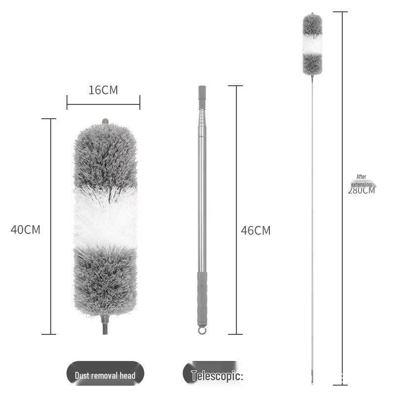 2.8m Retractable Feather Duster for Curved Ceilings - Electrostatic Household Dust Remover
