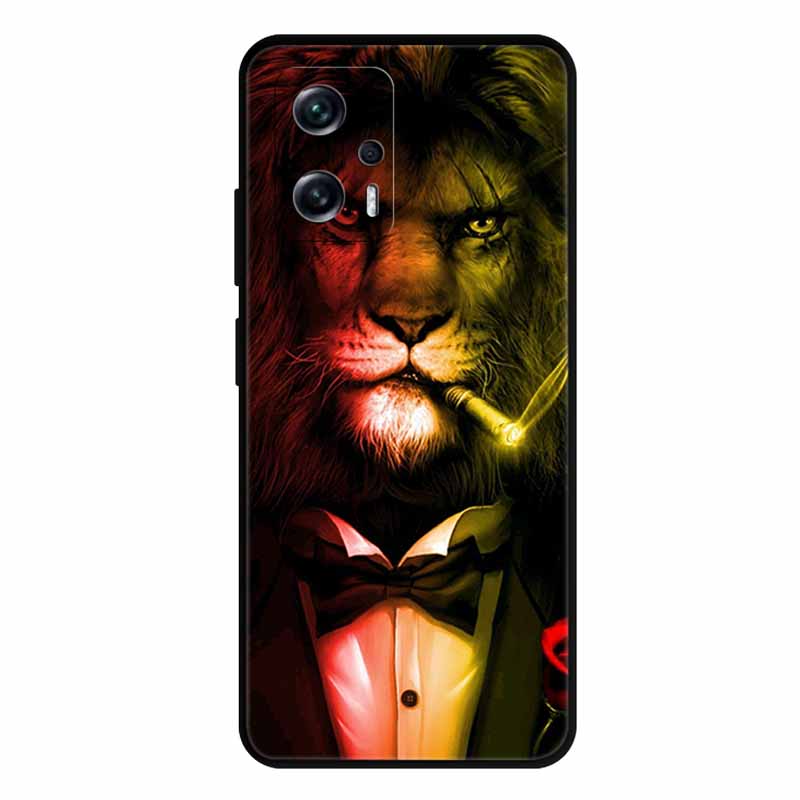 For Xiaomi Poco X4 GT Case X4GT X 4 GT Wolf TPU Silicone Soft TPU Back Cover for Poco X4 GT Para Cartoon Black Edge Fundas Coque