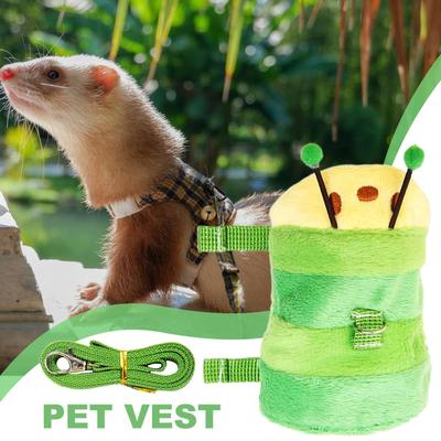 Harnais et laisse pour furet Harnais pour écureuil et chenille Corde de traction Gilet de promenade pour petit animal Fournitures pour animaux de compagnie Pour raton laveur