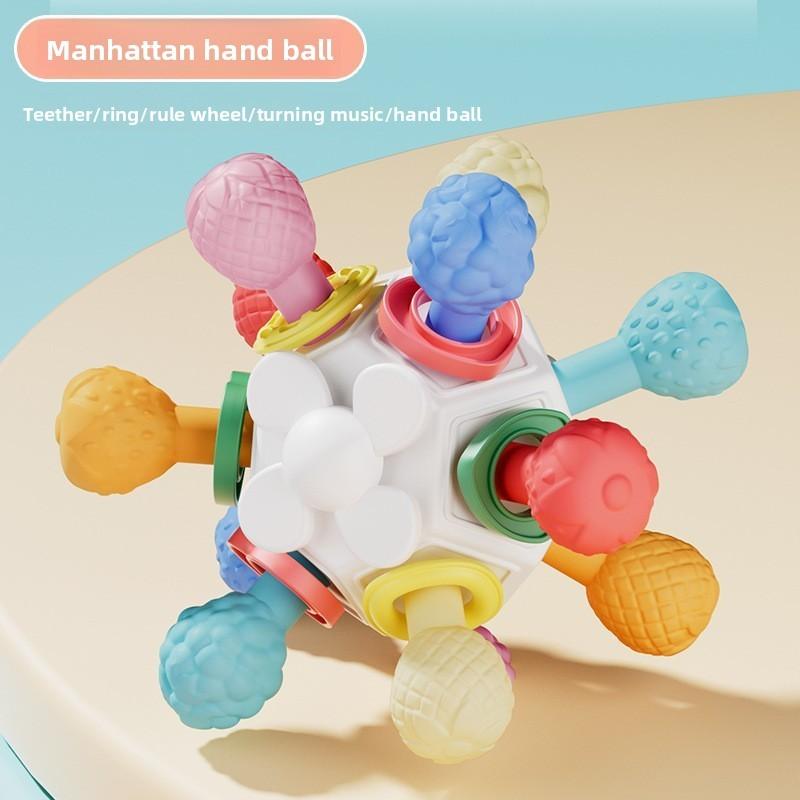 Silicone Baby Teething Toy With Grasping Ball For Infants And Toddlers