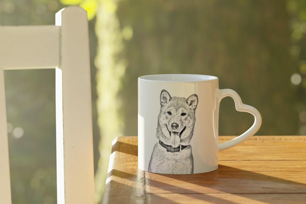 Shiba Inu, Japanese Small Size Dog - Cup with a Dog, Adorable Cup with a Heart-shaped Handle, Universal Gift from the Art-Dog Brand