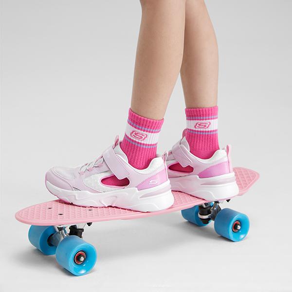 Skechers Fashion Velcro Casual Outdoor Running Non-Slip Durable Sports Sandals Kids Sandals White Pink 319025L-PKW